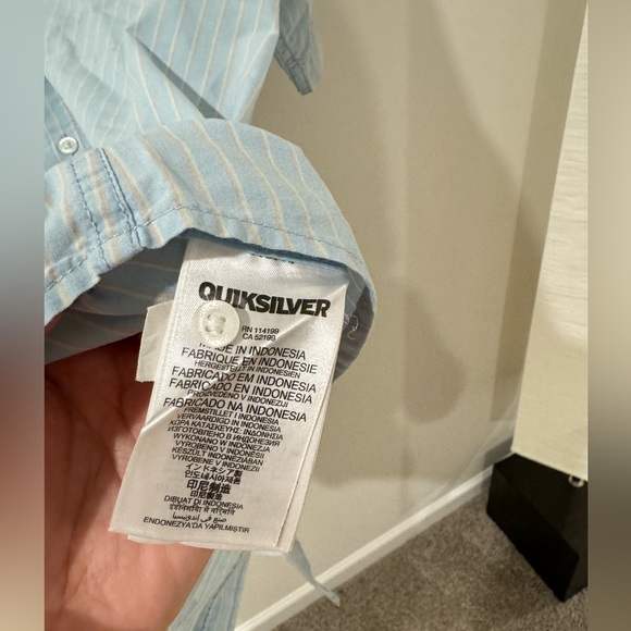 Quicksilver casual button down striped collared short sleeve shirt large - Picture 5 of 8